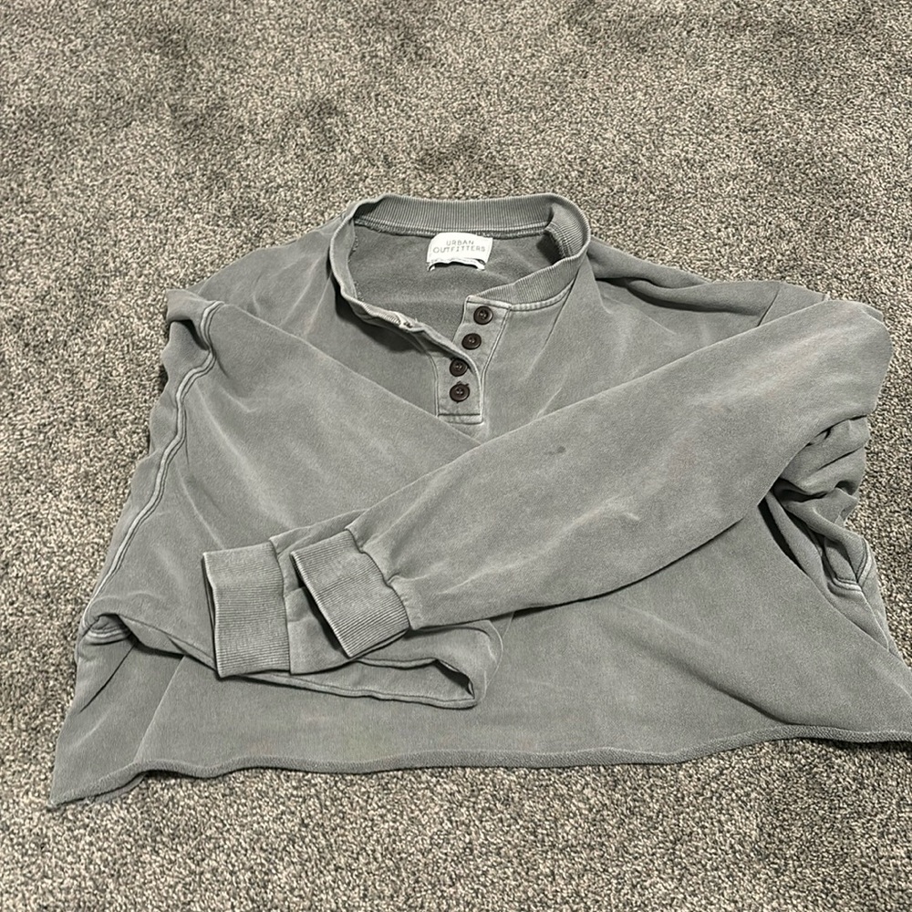 gray urban outfitters button up sweatshirt